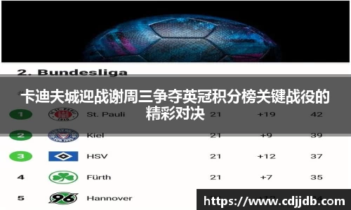 卡迪夫城迎战谢周三争夺英冠积分榜关键战役的精彩对决